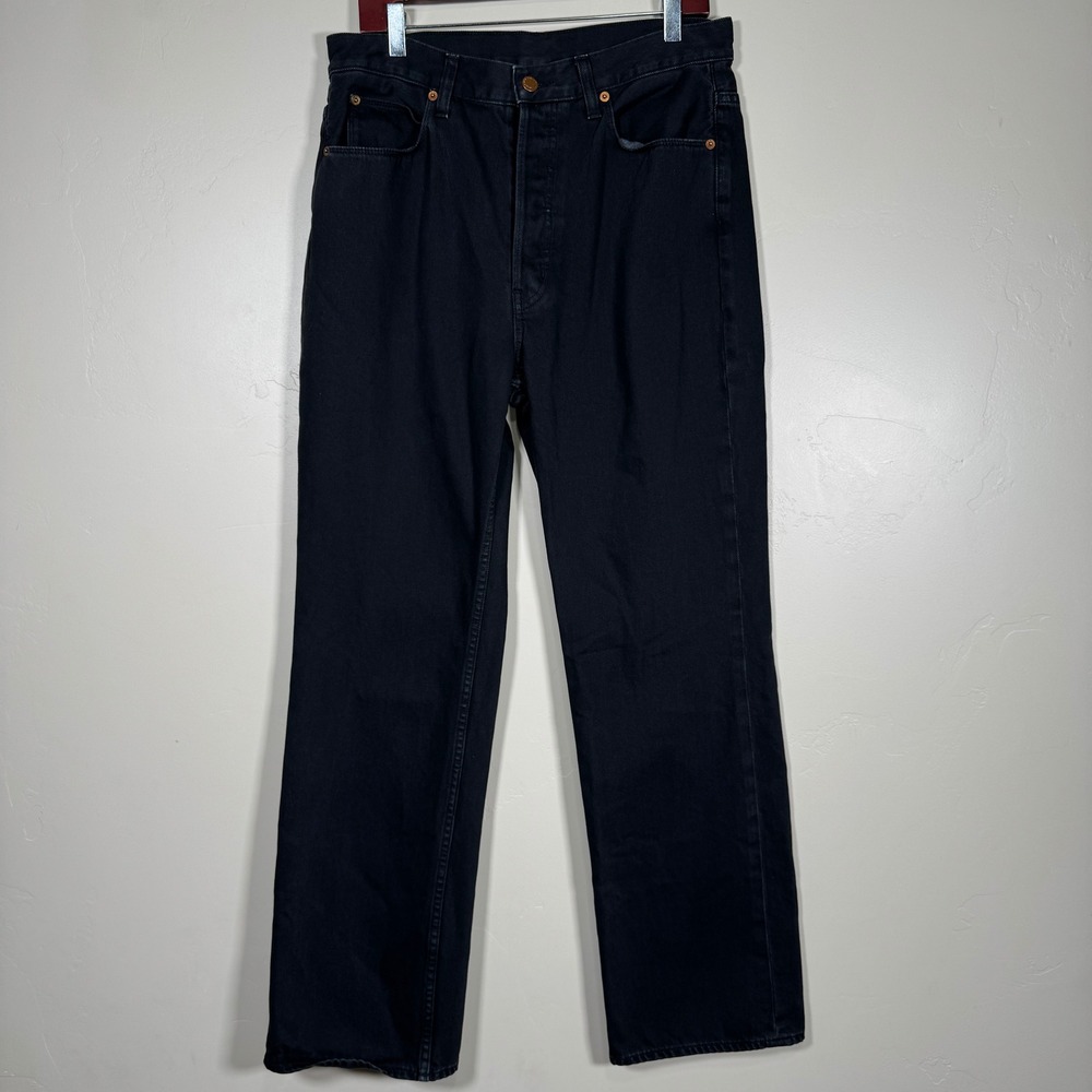 Jamie Haller Crease Relaxed Straight Washed Black Button Fly Denim Jean 29 USA
